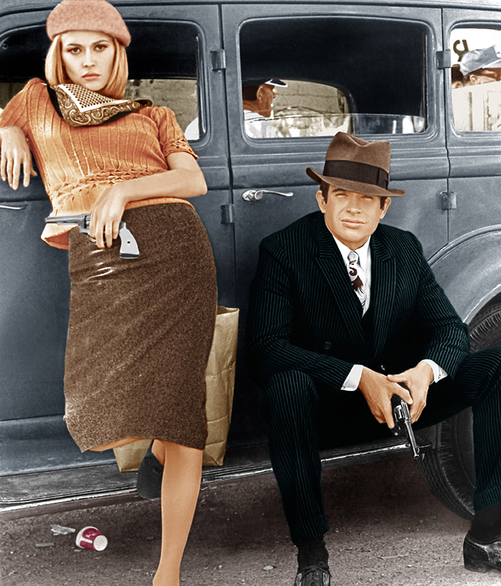 BONNIE AND CLYDE, from left: Faye Dunaway, Warren Beatty, 1967