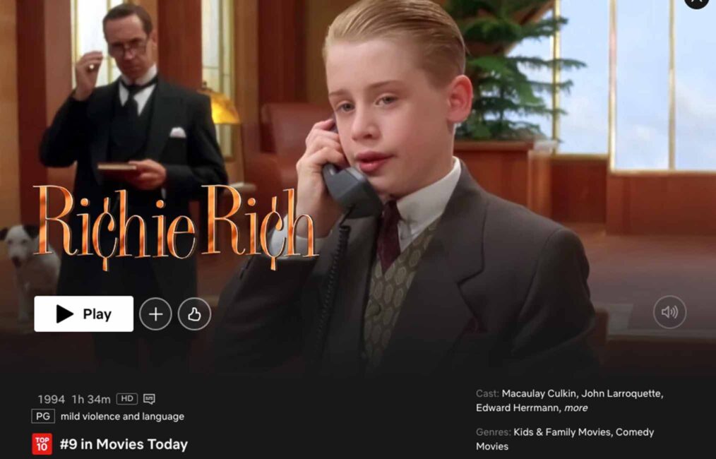 Why Is 1994’s ‘Richie Rich’ Starring Macaulay Culkin a Hit On Netflix?