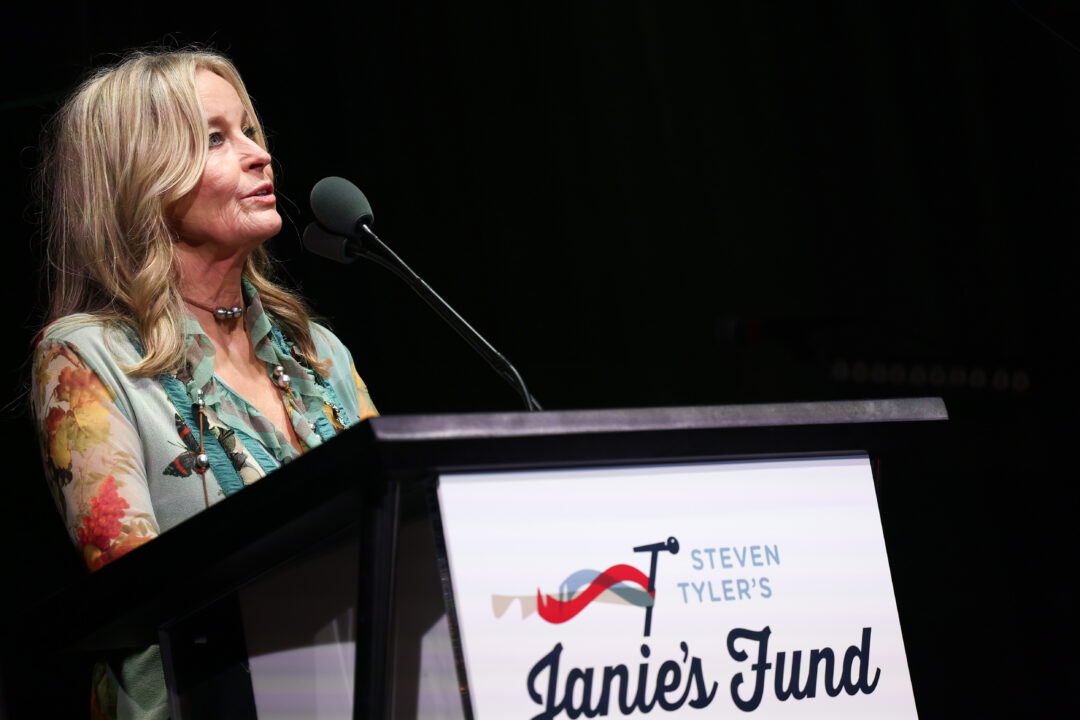 LOS ANGELES, CALIFORNIA - FEBRUARY 02: Bo Derek speaks onstage during the 6th Jam For Janie Grammy Awards Viewing Party Presented By Live Nation at the Hollywood Palladium on February 02, 2025 in Los Angeles, California.