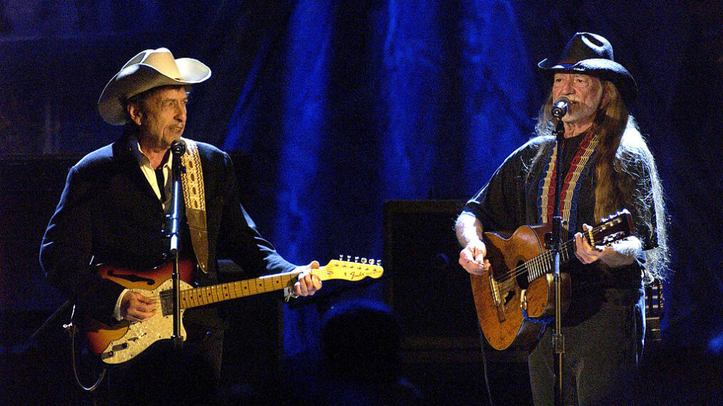 Bob Dylan and Willie Nelson during Willie Nelson and Friends: