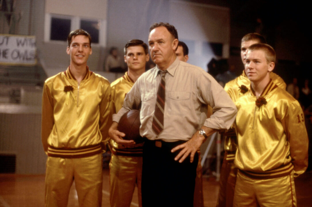 HOOSIERS, Steve Hollar, Kent Poole, Gene Hackman, Scott Summers, Brad Boyle, Wade Schenck, 1986,