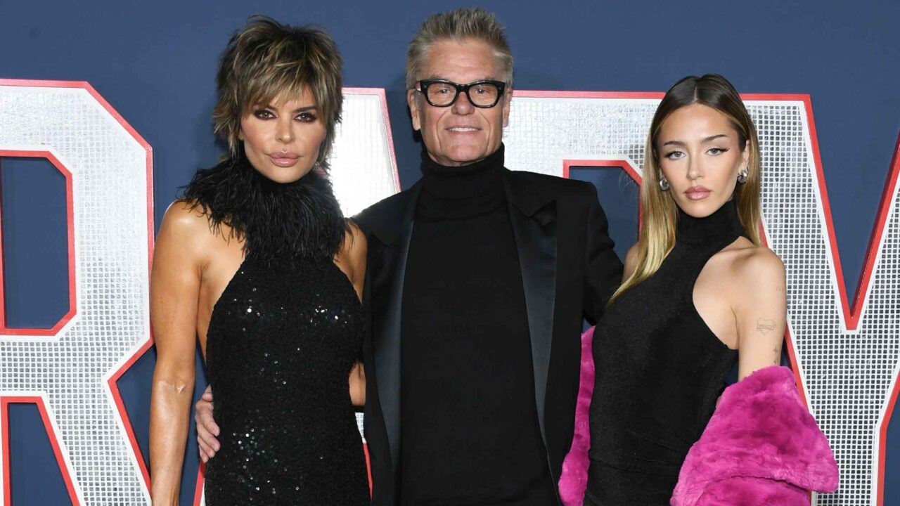 Lisa Rinna, Harry Hamlin and Delilah Belle Hamlin attend Los Angeles Premiere Screening Of Paramount Pictures' "80 For Brady" at Regency Village Theatre on January 31, 2023 in Los Angeles, California. (Photo by Jon Kopaloff/Getty Images)