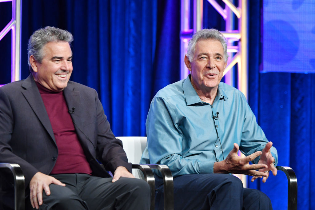 Christopher Knight and Barry Williams of A Very Brady Renovation speak during the Discovery segment of the Summer 2019 Television Critics Association Press Tour 2019 at The Beverly Hilton Hotel on July 25, 2019 in Beverly Hills, California