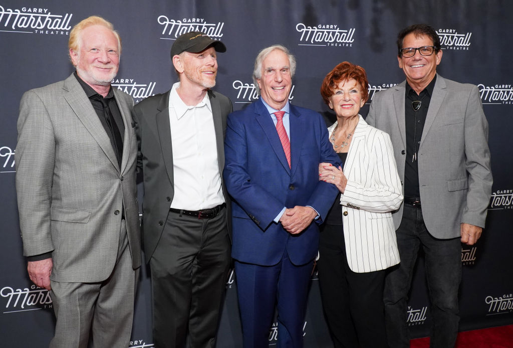Don Most, Ron Howard, Henry Winkler, Marion Ross and Anson Williams attend Garry Marshall Theatre's 3rd Annual Founder's Gala Honoring Original "Happy Days" Cast at The Jonathan Club on November 13, 2019 in Los Angeles, California