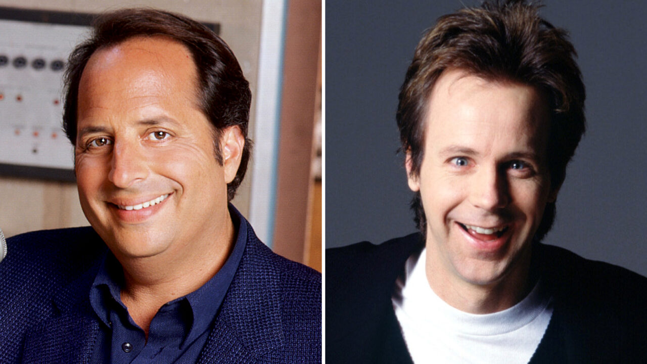 Jon Lovitz and Dana Carvey split image