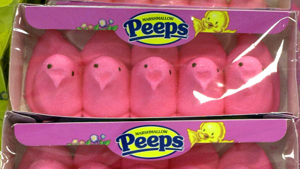 SOUTHAMPTON, PA - APRIL 18: Marshmallow Peeps are seen on display at McCaffrey's Supermarket April 18, 2003 in Southampton, Pennsylvania. Just Born, the manufacturer of Marshmallow Peeps, is celebrating the 50th anniversary of Marshmallow Peeps, and now produces more than one billion individual Peeps per year. Last Easter, more than 700 million Marshmallow Peeps and Bunnies were consumed by men, women, and children throughout the United States. Strange things people like to do with Marshmallow Peeps: eat them stale, microwave them, freeze them, roast them and use them as a pizza topping. Marshmallow Peeps and Bunnies come in five colors.