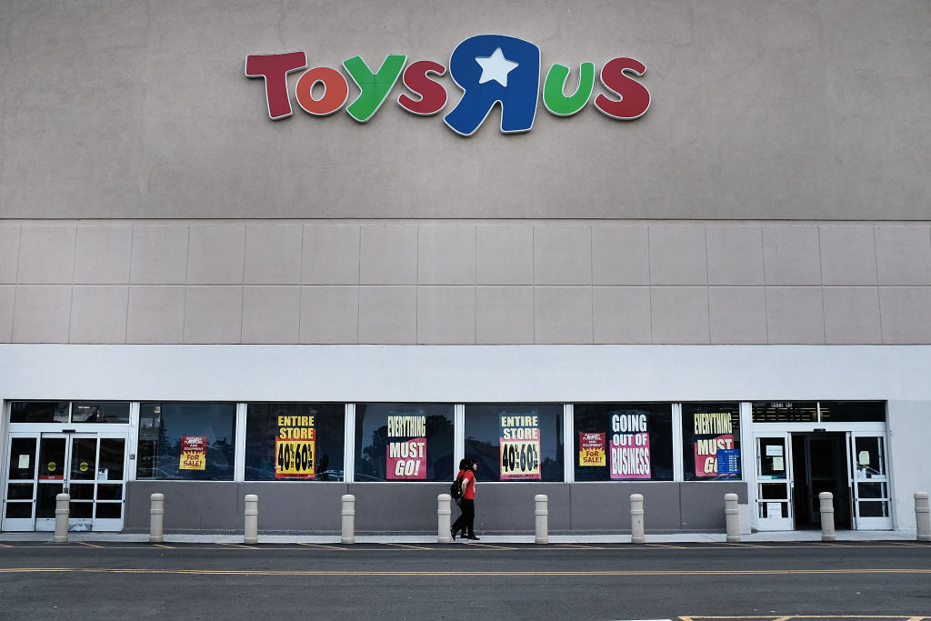 A Toys R Us store stands in Brooklyn on June 8, 2018 in New York City. All 735 Toys R Us stores in America are set to close by the end of June leaving 33,000 workers without a job or severance pay. Many of the employees losing their jobs have worked for the company for decades. Toys R Us has been owned by the private-equity giant Bain Capital