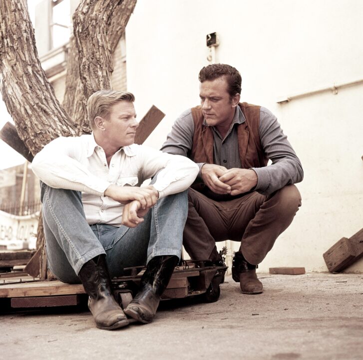 TV star brothers, from left, Peter Graves (FURY), James Arness (GUNSMOKE), ca. late 1950s (photo by Gene Trindl)