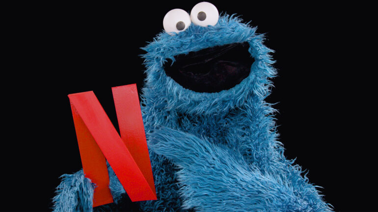 Cookie Monster with Netflix logo