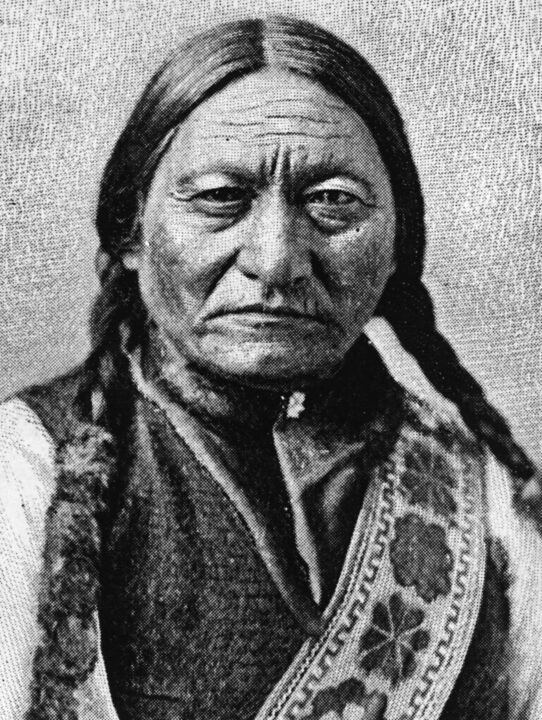 Chief Tatanka Yotaka or Sitting Bull (c.1834 - 1890), who led the Sioux in their resistance against the settlers before touring America as part of Buffalo Bill's Wild West Show. 