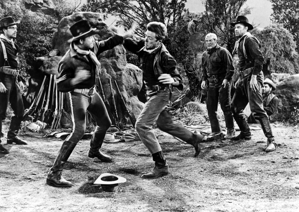 AMBUSH AT CIMARRON PASS, Clint Eastwood (center), Frank Gerstle (2nd from right), 1958