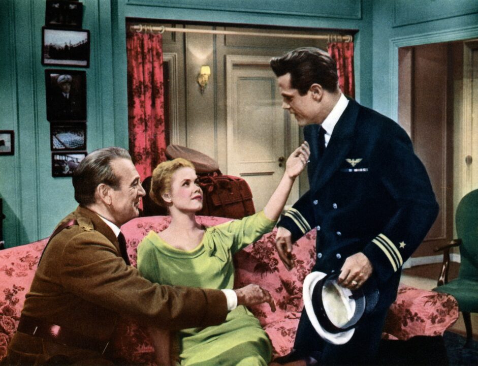 THE COURT-MARTIAL OF BILLY MITCHELL, from left, Gary Cooper (as Colonel Billy Mitchell), Elizabeth Montgomery, Jack Lord, 1955