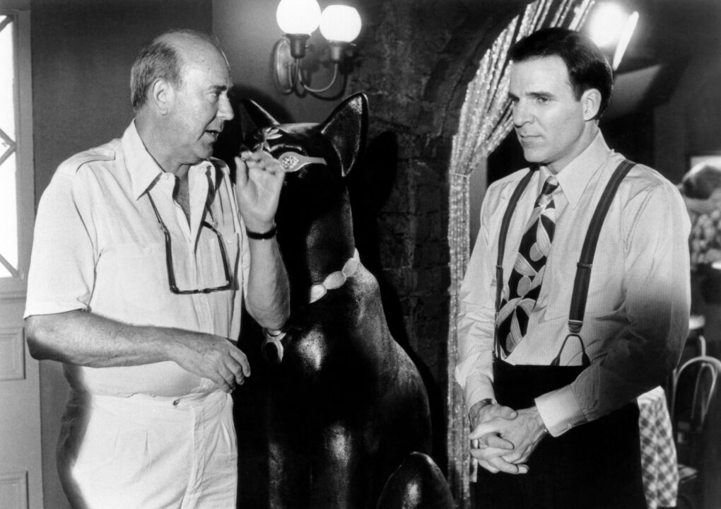 DEAD MEN DON'T WEAR PLAID, from left, director Carl Reiner, Steve Martin, 1982,