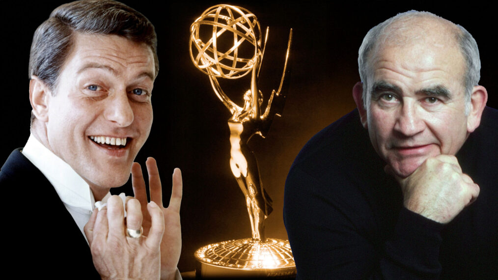 Dick Van Dyke and Ed Asner with Emmy Satuecollage