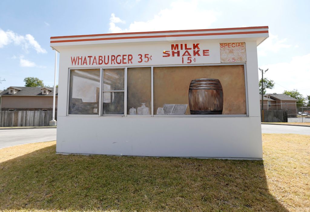 A replica of the original Whataburger in the parking lot of a Whataburger at 4126 South Staples Street, Wednesday, Aug. 10, 2016, in Corpus Christi
