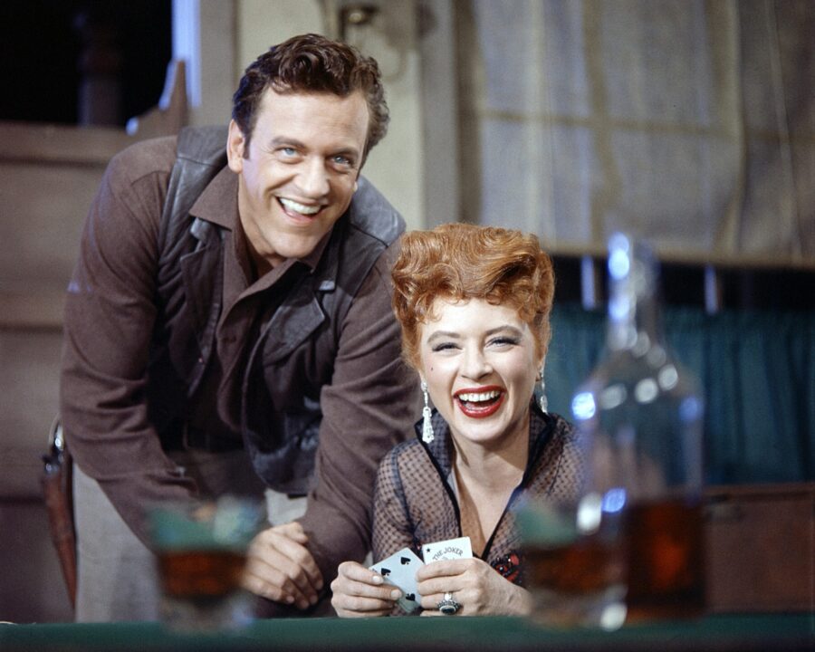 GUNSMOKE, from left: James Arness, Amanda Blake, 1955-1975.
