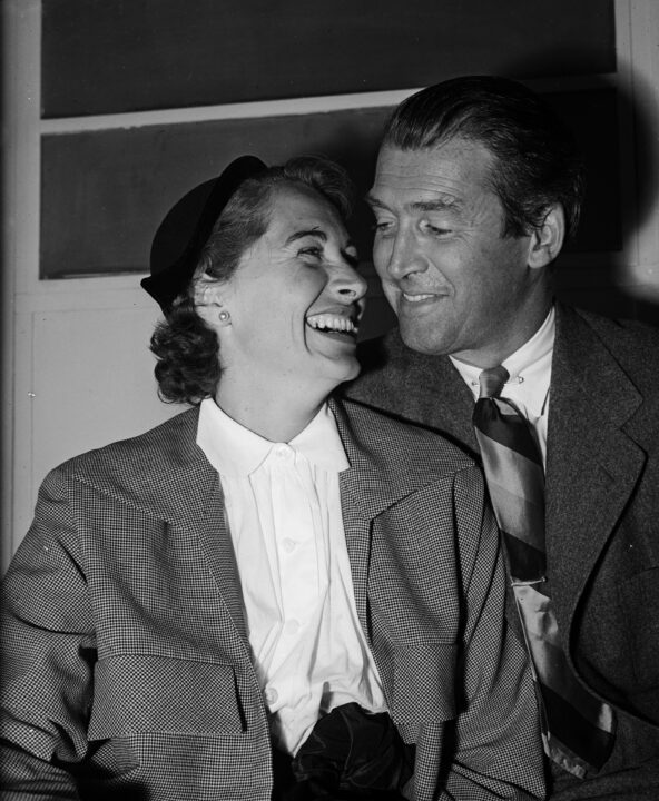 Film star James Stewart (1908 - 1997) with his wife Gloria Hatricck McLean. 29th August 1950: