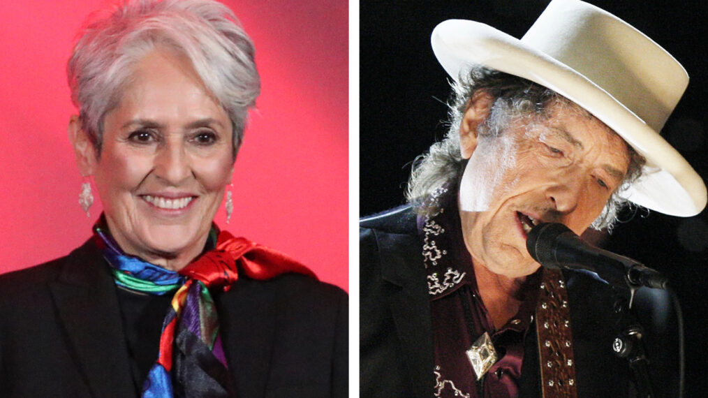 Joan Baez and Bob Dylan split image
