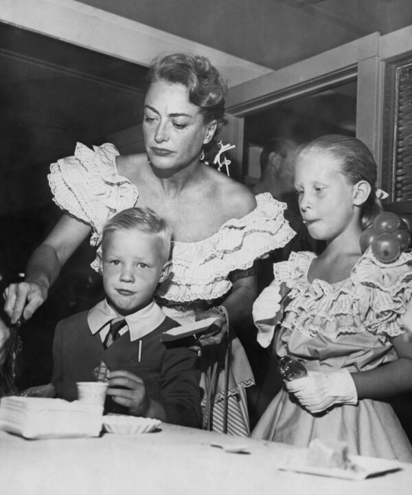 American actress Joan Crawford with her children Christopher and Christina, circa 1947