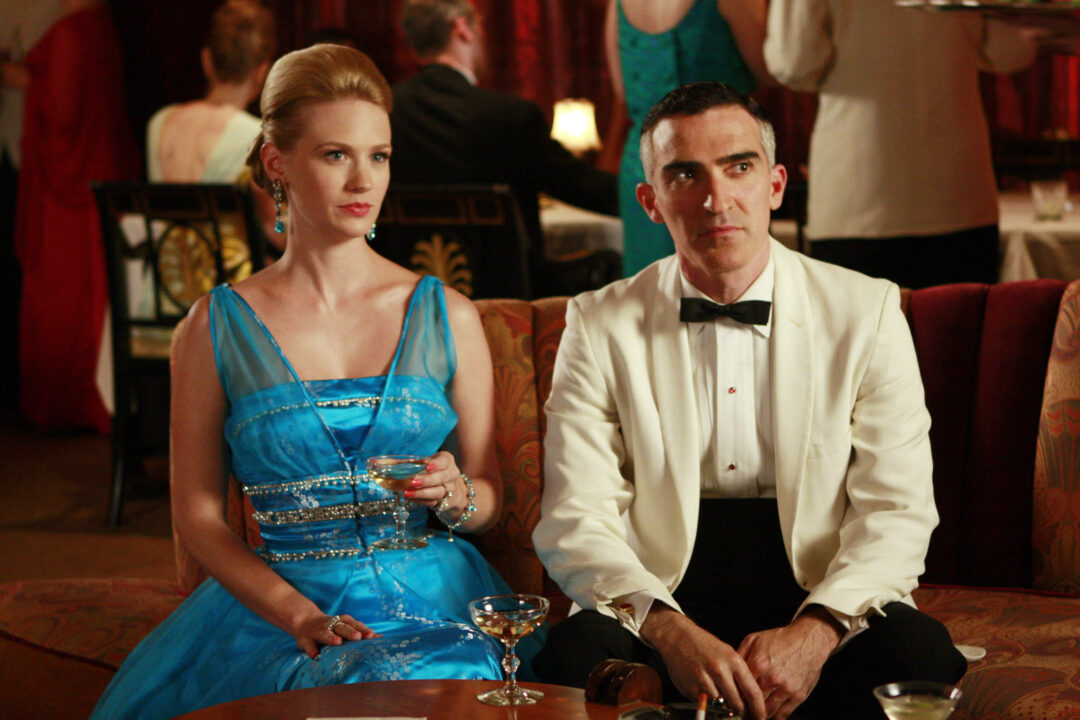 MAD MEN, (from left): January Jones, Patrick Fischler, 'The Gold Violin', (Season 2, aired Sept. 7, 2008), 2007-.