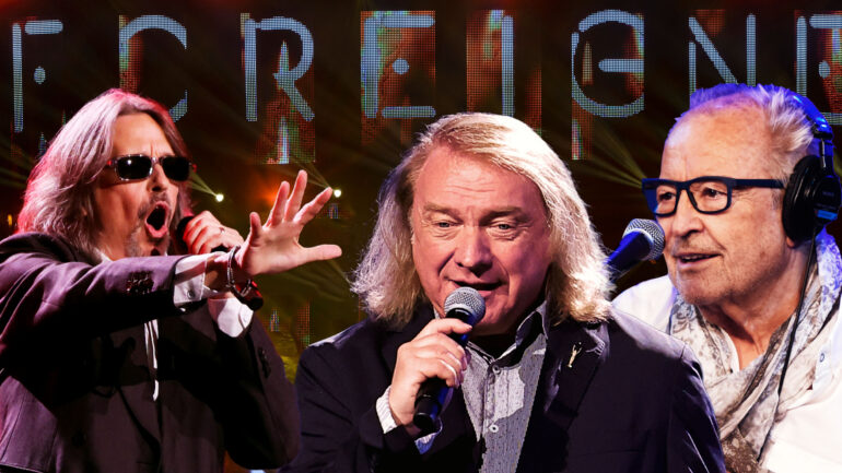 Mick Jones and Lou Gramm of the band Foreigner collage