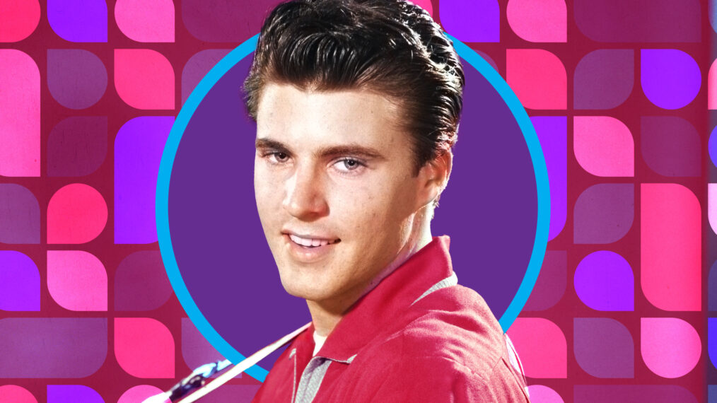 Ricky Nelson 1950s on funky background