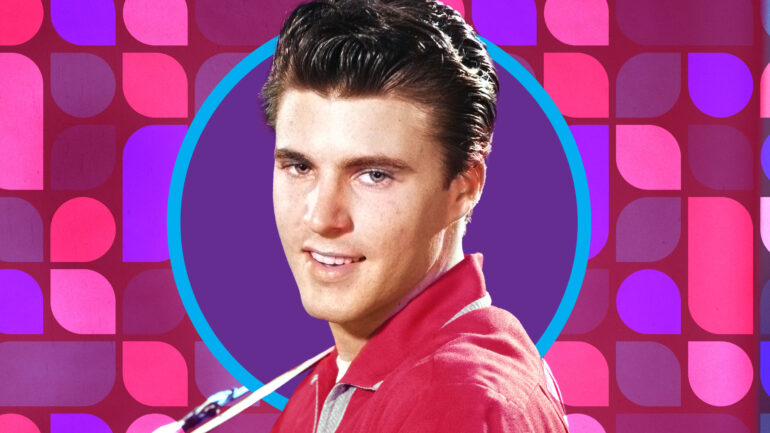 Ricky Nelson 1950s on funky background