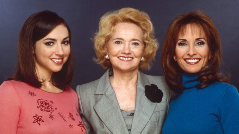 ALL MY CHILDREN, from left: Eden Riegel, Agnes Nixon, Susan Lucci, 1990s, 1970-2011. ph: