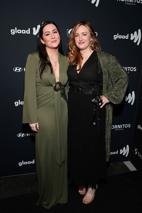Shannon Woodward and Ashley Johnson attend the 36th Annual GLAAD Media Awards at The Beverly Hilton on March 27, 2025 in Beverly Hills, California