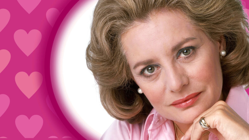 Barbara Walters graphic with heart background
