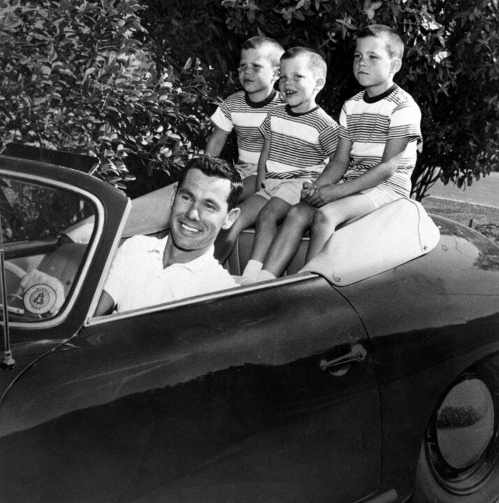 Johnny Carson takes a break from WHO DO YOU TRUST to spend time with his sons, ca. 1960.