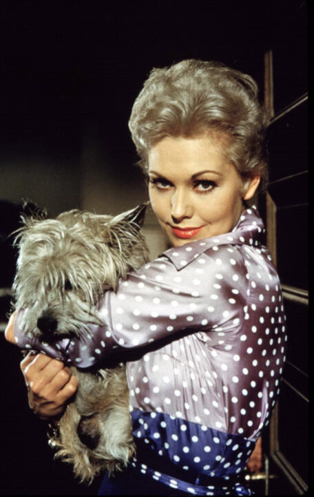 Kim Novak, portrait, with dog