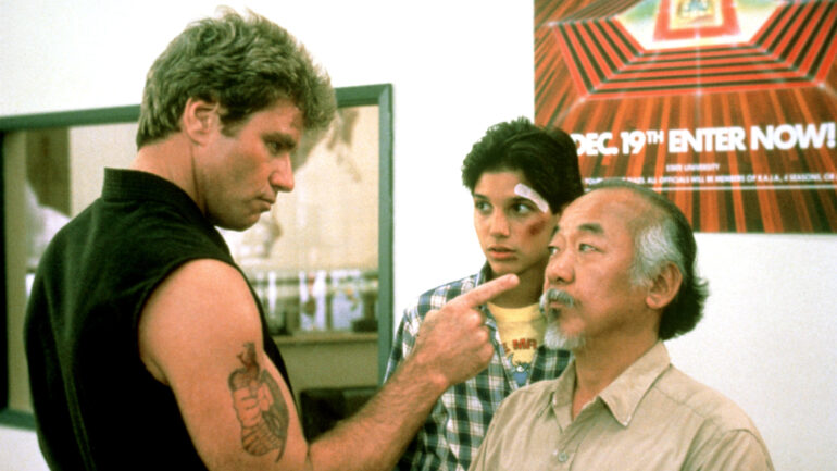 THE KARATE KID, Martin Kove, Ralph Macchio, Pat Morita, 1984,