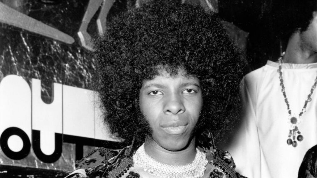 Singer Sylvester Stewart, better known as Sly Stone, leader of the popular American funk rock group Sly And The Family Stone, at the Hatchett's Club, Piccadilly, London