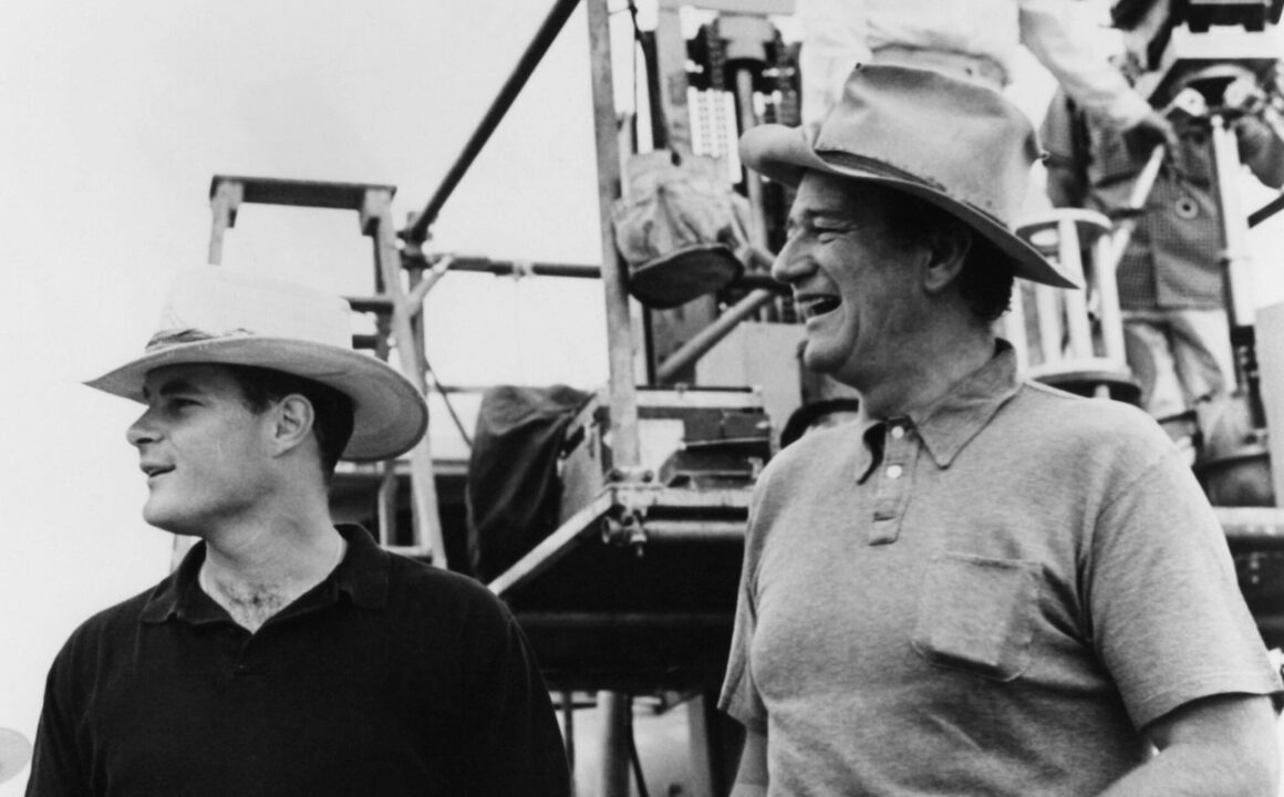 THE ALAMO, Patrick Wayne, John Wayne, on-set, 1960