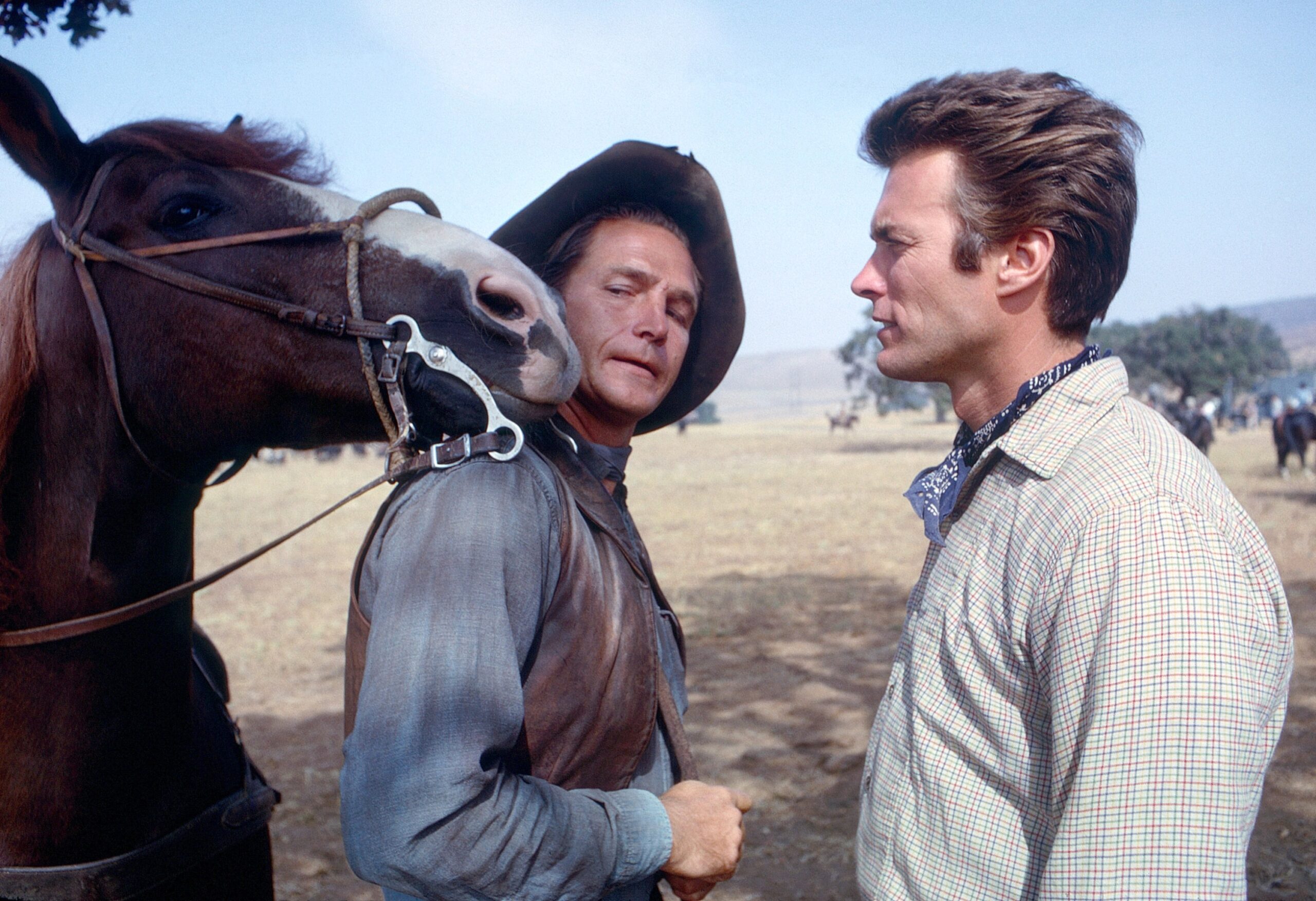 RAWHIDE, from left: Eric Fleming, Clint Eastwood, (1962). 1959-1966. ph: Julian Wasser/TV Guide/courtesy Everett Collection