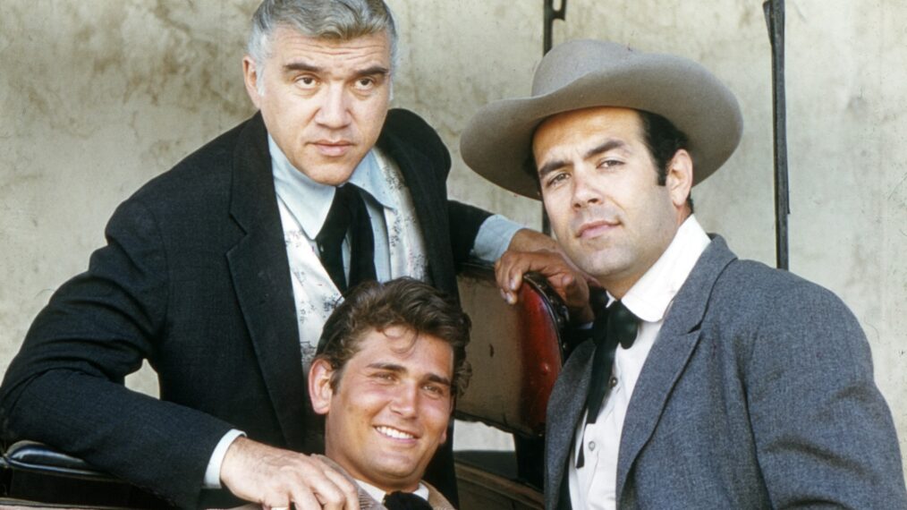 BONANZA, from left: Lorne Greene, Michael Landon, Pernell Roberts, 1960, 1959-1973.