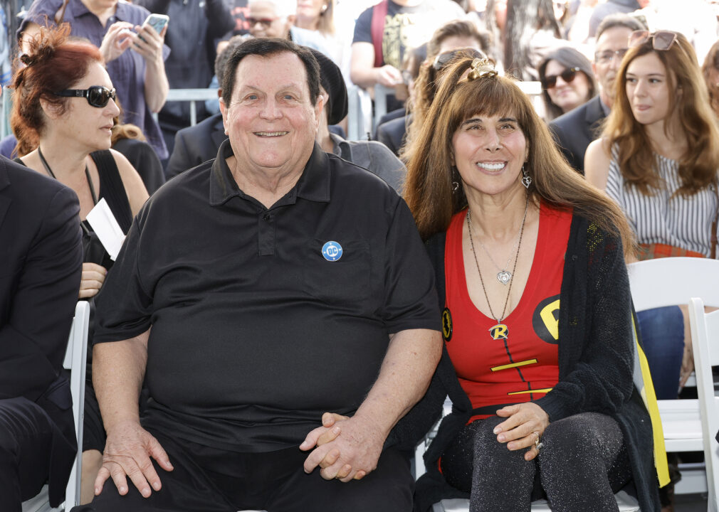 Burt Ward and Tracy Posner attend Batman's Hollywood Walk of Fame ceremony on September 26, 2024 in Hollywood, California.
