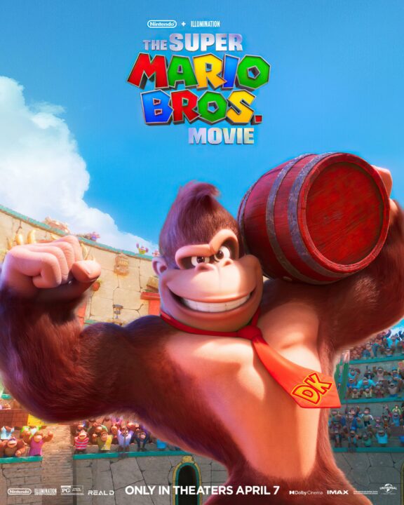 THE SUPER MARIO BROS. MOVIE, US character poster, Donkey Kong (voice: Seth Rogen), 2023