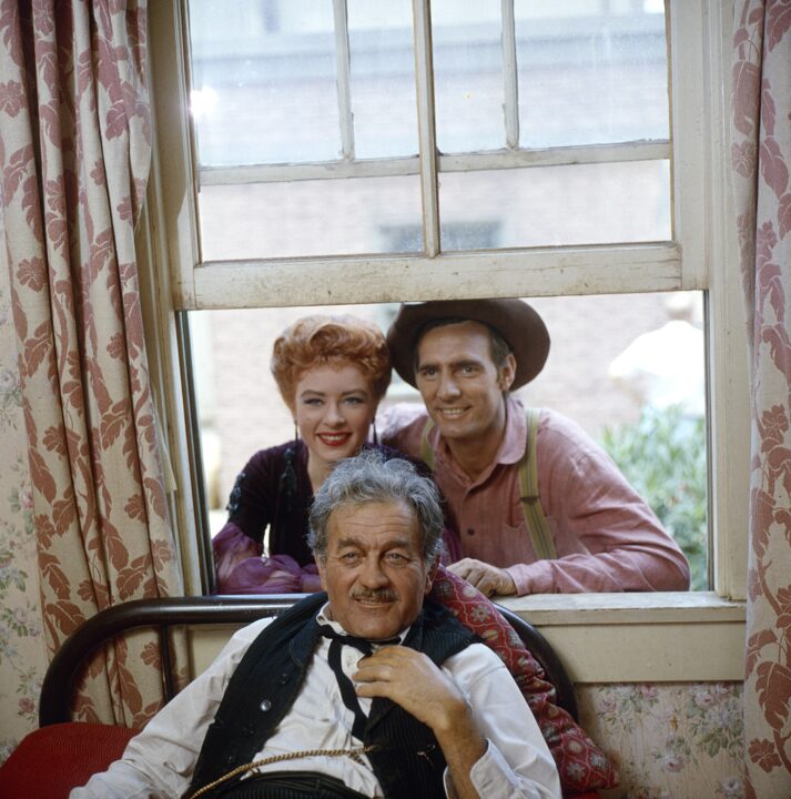 GUNSMOKE, from left: Amanda Blake, Milburn Stone (front), Dennis Weaver, (1962), 1955-1975.