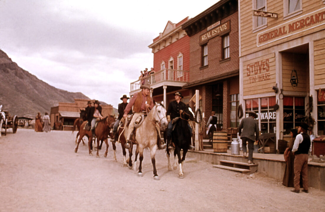 GUNSMOKE, James Arness, 1955-1975, main street of Dodge City
