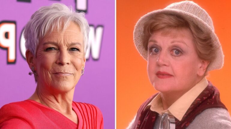 Jamie Lee Curtis and Angela Lansbury split image