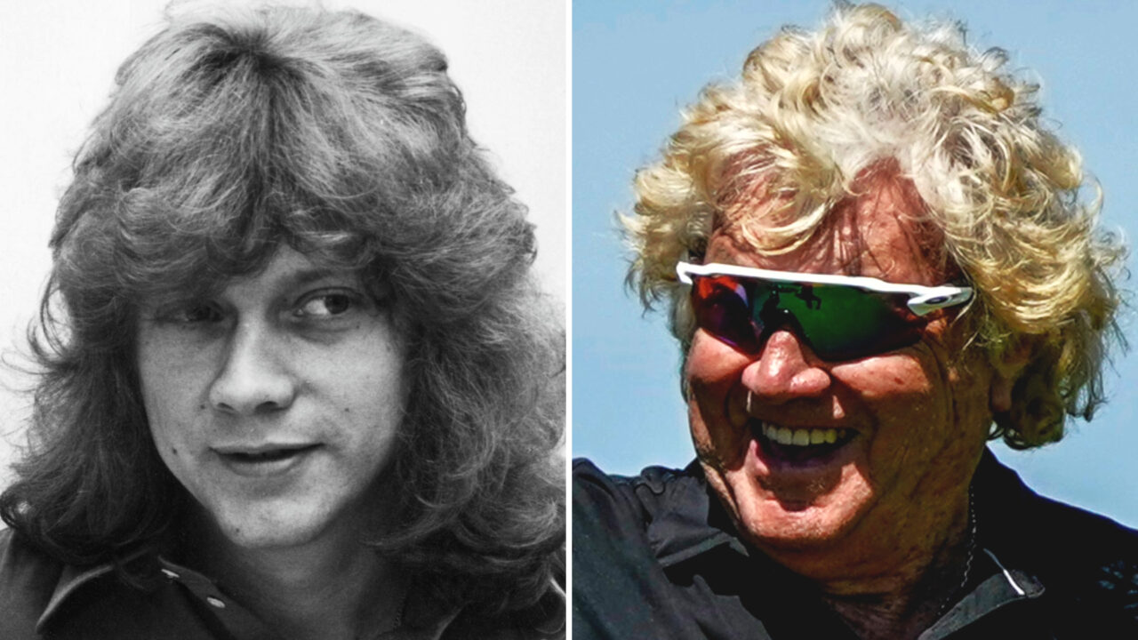 John Lodge of The Moody Blues in 1972 and in 2022 split image