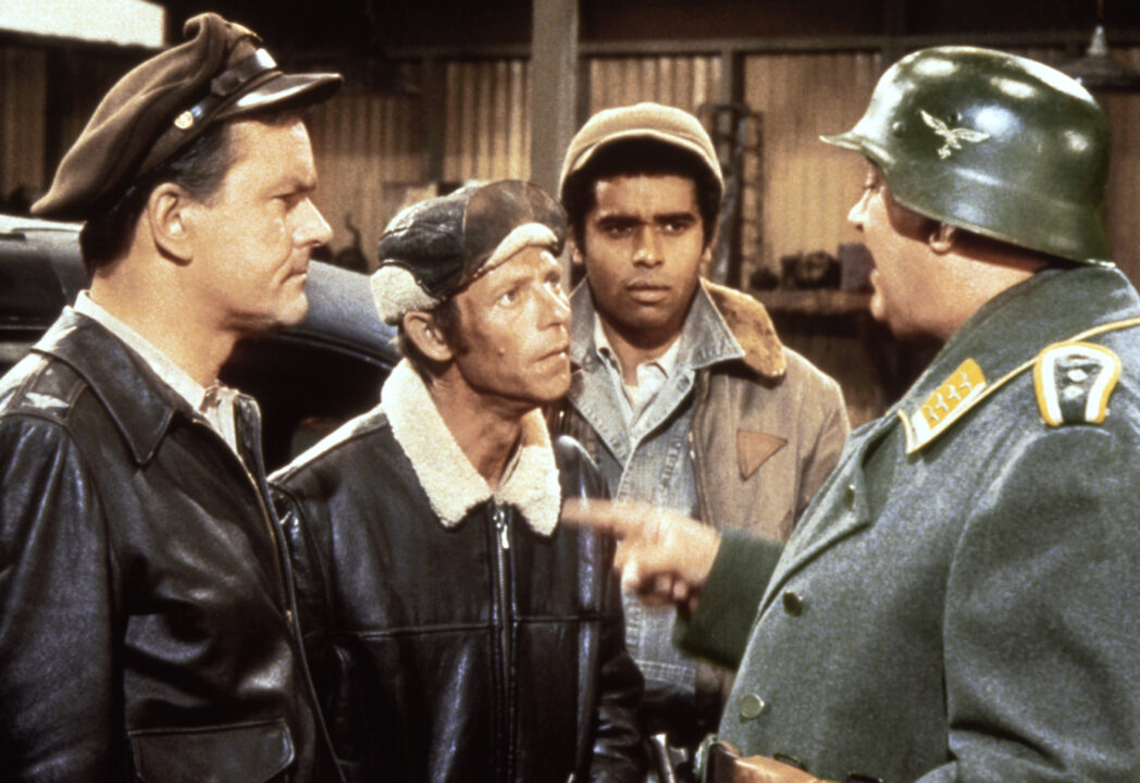HOGAN'S HEROES, (from left): Bob Crane, Larry Hovis, Kenneth Washington, John Banner, 1965-71.