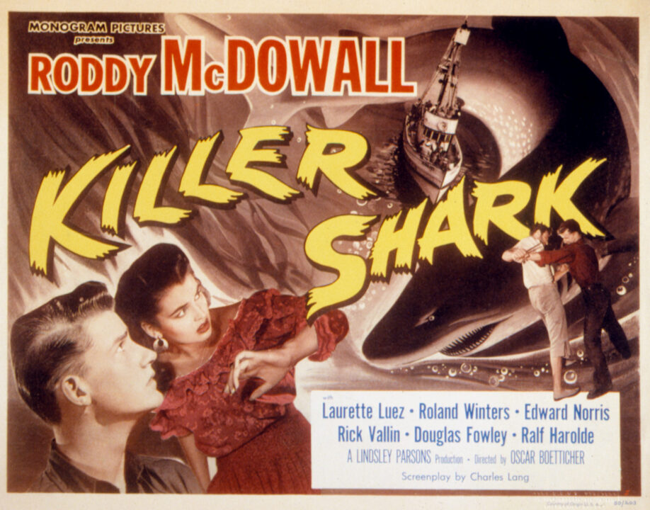 KILLER SHARK, Roddy McDowall, Laurette Luez, 1950.