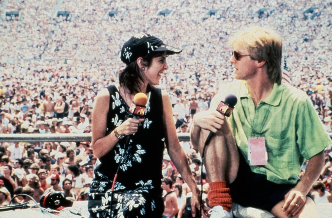 Martha Quinn, Alan Hunter, (MTV VJs) covering Live Aid, Philadelphia, PA, 1985