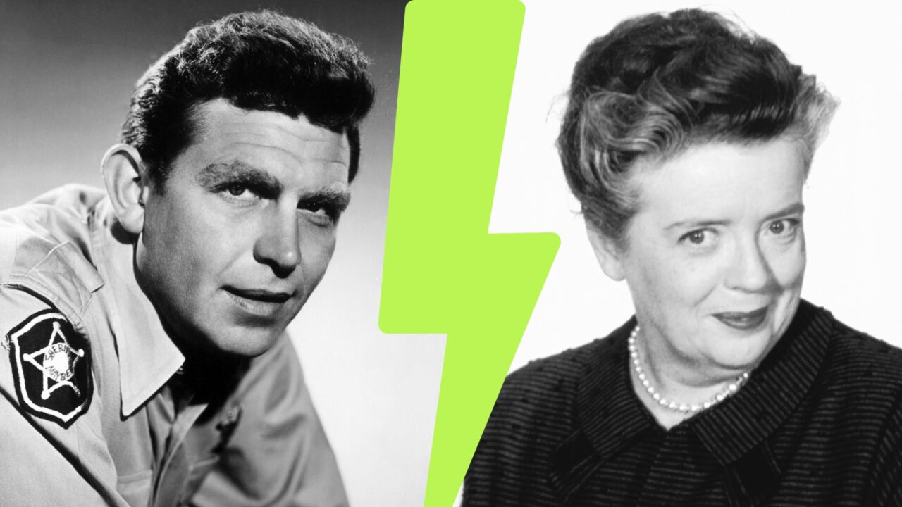 Andy Griffith and Francis Bavier split graphic image