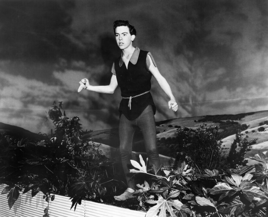 Bobby Driscoll, who voices teh titular character in Walt Disney's PETER PAN, 1953, appears in a publicty shot promoting a Disney Christmas Show on CBS.