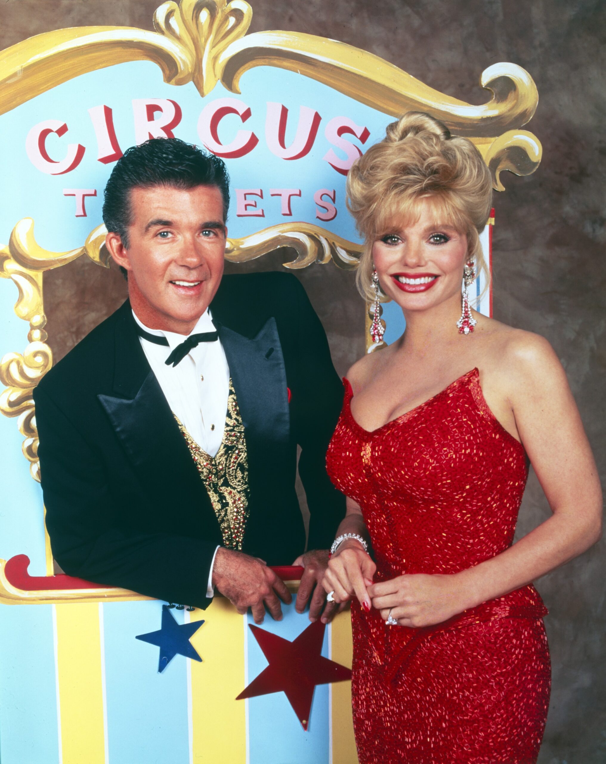 CIRCUS OF THE STARS AND SIDESHOW, from left: Alan Thicke, Loni Anderson, 1992.