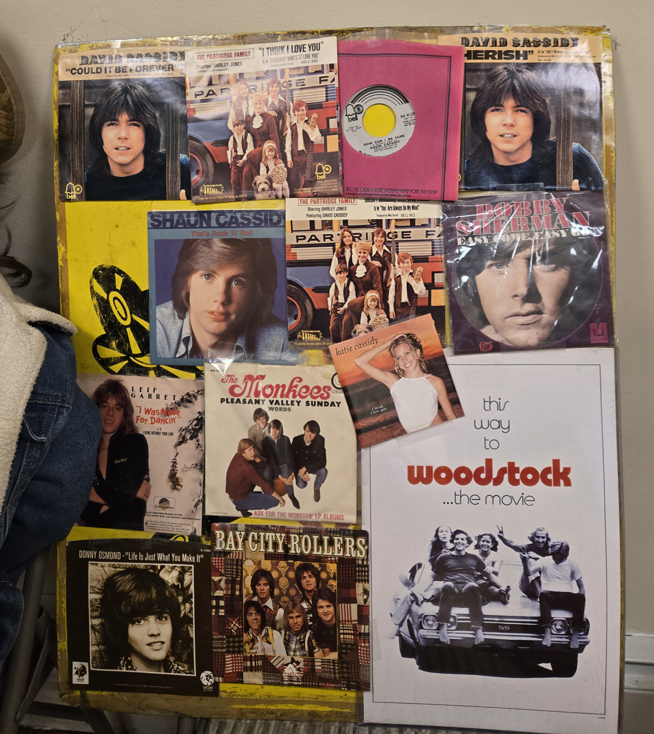 David Cassidy and 70s music album collage